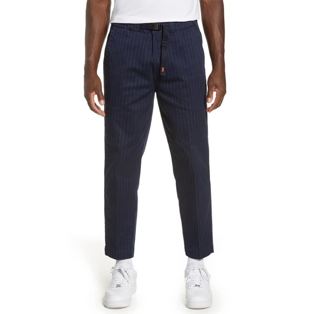 Levi's Pinstripe Stretch Cotton Blend Pants Attached Belt Straight Leg N…